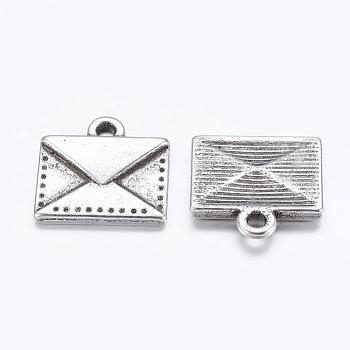 Tibetan Style Mail Charms, Antique Silver Envelope Charms, Lead Free and Cadmium Free, 15x14.5x2mm, Hole: 1.5mm