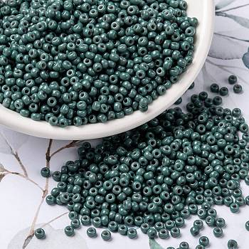 MIYUKI Round Rocailles Beads, Japanese Seed Beads, 8/0, (RR4481) Duracoat Dyed Opaque Eucalyptus, 3mm, Hole: 1mm, about 19000~20500pcs/pound