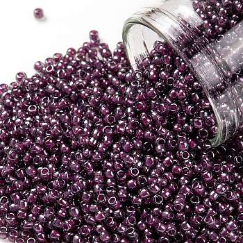 TOHO Round Seed Beads, Japanese Seed Beads, (1076) Inside Color Grey/Magenta Lined, 11/0, 2.2mm, Hole: 0.8mm, about 5555pcs/50g