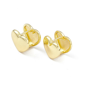 Brass Heart Hoop Earrings for Women, Golden, 12.5x14x12.5mm, Pin: 1mm