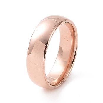 201 Stainless Steel Plain Band Ring for Women, Rose Gold, Inner Diameter: 17mm