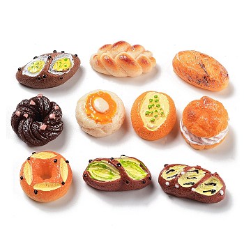 Opaque Resin Imitation Food Decoden Cabochons, Bread, Mixed Color, 13~21x20~27x9~16mm