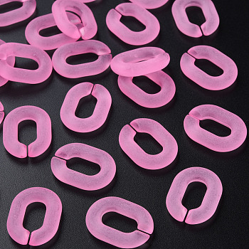 Transparent Acrylic Linking Rings, Quick Link Connectors, for Cable Chains Making, Frosted, Oval, Hot Pink, 24x18x5mm, Inner Diameter: 13x7mm, about 403pcs/500g
