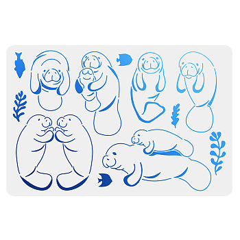 PET Hollow Out Drawing Painting Stencils, for DIY Scrapbook, Photo Album, Sea Lion Pattern, 400x600mm