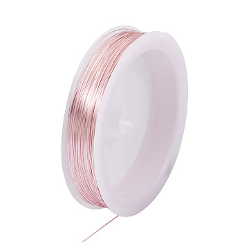 Copper Wire, Round, for Jewelry Making, Pink, 0.3mm, about 236.22 Feet(72m)/Roll