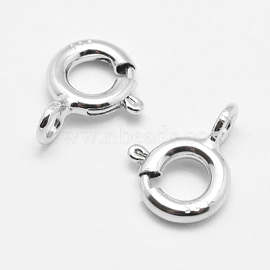 Rhodium Plated 925 Sterling Silver Spring Ring Clasps(STER-K167-076A-P)-2