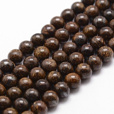 10mm Coffee Round Bronzite Beads