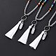 Natural Quartz Crystal Bullet & Tassel Pendant Necklace with Mixed Gemstone Beaded Chains(NJEW-E585-02G)-2