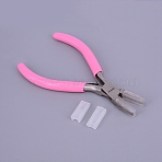 45# Carbon Steel Jewelry Pliers, Nylon Jaw Pliers, Flat Nose Pliers, Nylon Jaw Pliers, Ferronickel, Stainless Steel Color, 137x47~73x11mm(PT-L002-13B)