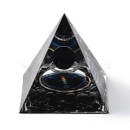 Orgonite Pyramid Resin Energy Generators, Reiki Natural Obsidian Chips Inside for Home Office Desk Decoration, 60x60x59mm(AJEW-D056-01C)