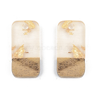 Transparent Resin & Walnut Wood Pendants, with Gold Foil, Rectangle, Clear, 21.5x10x3mm, Hole: 2mm(RESI-S389-044A-B05)