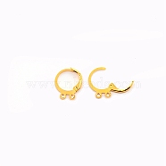 Brass Huggie Hoop Earring Findings, with 2 Loops, Golden, 15x13x2mm, Hole: 1.5mm, Pin: 1mm(KK-TAC0008-08G)