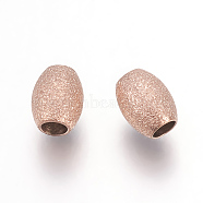 Ion Plating(IP) 304 Stainless Steel Beads, Textured Beads, Oval, Rose Gold, 5x4mm, Hole: 1.9mm(STAS-L216-01B-RG)