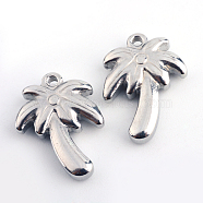201 Stainless Steel Palm Tree Pendants, Stainless Steel Color, 18x13.5x4mm, Hole: 1.5mm(STAS-Q192-41)