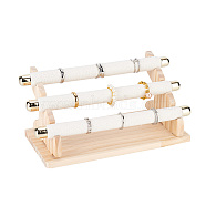 Wood Ring Display Risers, 3-Tier Detachable Finger Ring Organizer Holder, with White Microfiber, BurlyWood, Finished Product: 21x10.5x9.7cm, 6pcs/set(RDIS-WH0001-29)