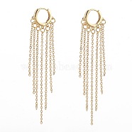 Brass Huggie Hoop Earrings, Chain Tassel Earrings, with Cable Chains and Cardboard Boxes, Golden, 87.5mm, Pin: 1x0.7mm(EJEW-JE04282)