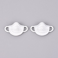 Alloy Links, Baking Painted, Face Mask Shape, White, 14x23x3.5mm, Hole: 2.5x4mm(ENAM-R053-005D)
