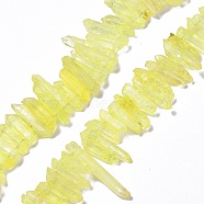 Natural Crackle Quartz Crystal Dyed Beads Strands, Chip, Champagne Yellow, 13~38x3~7x4~7mm, Hole: 1mm, about 67~70pcs/strand, 14.76~15.16''(37.5~38.5cm)(G-I345-05C)