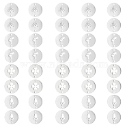 Unicraftale 40Pcs 4 Style 304 Stainless Steel Connector Charms, Flat Round with Plant Pattern, Stainless Steel Color, 12x1mm, Hole: 1.2mm, 10pcs/style(STAS-UN0035-24)