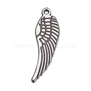 Tibetan Style Alloy Pendants, Lead Free, Cadmium Free and Nickel Free, Wing, Antique Silver, Size: about 30mm long, 9mm wide, 1.5mm thick, hole: 1mm(X-TIBEB-A1262-AS-FF)