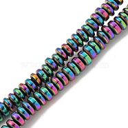 Electroplated Synthetic Non-Magnetic Hematite Beads Strands, Disc, Rainbow Plated, 3.3x1.5~1.8mm, Hole: 0.8mm, about 280pcs/strand, 15.87 inch(40.3cm)(G-I360-C03-07)