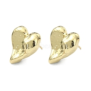 Rack Plating Brass Heart Stud Earrings for Valentine's Day, Lead Free & Cadmium Free, Real 18K Gold Plated, 17x18mm(EJEW-Q780-12G)