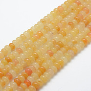Natural Yellow Jade Beads Strands, Rondelle, 6x4mm, Hole: 1mm, about 96~97pcs/strand, 15.3 inch(39cm)(X-G-G665-12-6x4mm)