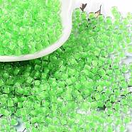 Glass Bead, Inside Colours, Round Hole, Round, Pale Green, 4x3mm, Hole: 1.4mm, 7650pcs/pound(SEED-H002-J-A705)