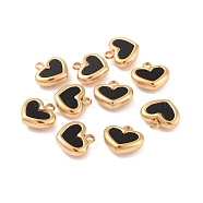 Vacuum Plating 304 Stainless Steel Pendants, with Acrylic, Heart, Golden, 11x11x4mm, Hole: 1.8mm(STAS-D188-06G)