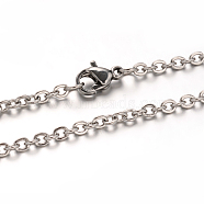 304 Stainless Steel Rolo Chain Necklaces, with Lobster Claw Clasps, Stainless Steel Color, 19.6 inch(50cm), 2mm(NJEW-M151-02P)