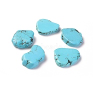 Natural Magnesite Beads, Flat Slab Beads, No Hole/Undrilled, Dyed, Nuggets, Pale Turquoise, 23~26x18~21x4.5~6mm(TURQ-L031-002)