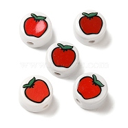 Christmas Theme Handmade Porcelain Beads, Food Theme, Apple, Red, 15.5x15.5x9mm, Hole: 3mm(PORC-NH0001-01B)