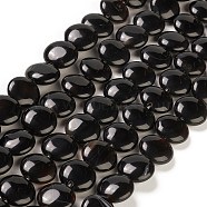 Natural Black Agate Beads Strands, Flat Round, 14.6~15.5x6~6.5mm, Hole: 0.8mm, about 27pcs/strand, 15.59''~15.87''(39.6~40.3cm)(G-M403-C12-03)