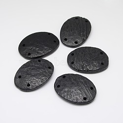 (Holiday Stock-Up Sale)Dyed Wood Jewelry Findings Coconut Chandelier Components Links, Flat Oval, Black, 43~44x32~35x5~6mm, Hole: 2mm(COCO-O004-L01)