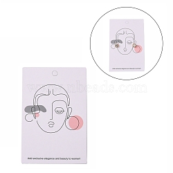Cardboard Jewelry Display Cards, for Hanging Earring Display, Rectangle, Women Pattern, Pink, 9x6x0.05cm, Hole: 2~5mm(X-CDIS-H002-01A-03)