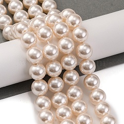 Baking Painted Pearlized Glass Pearl Round Bead Strands, PapayaWhip, 10mm, Hole: 0.8mm, about 40pcs/strand, 15.75''(40cm)(PEAR-H019-02D-02)