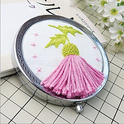 DIY Folding Mirror Embroidery Kit, including Embroidery Needles & Thread, Cotton Fabric, Flower, 150x150mm(PW23031581466)