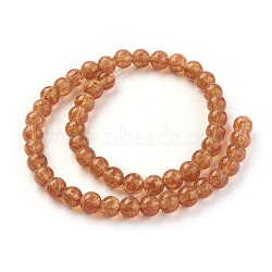 Handmade Gold Sand Lampwork Beads Strands, Round, Peru, 8~8.5mm, Hole: 1.2mm, about 50pcs/strand, 14.96 inch~15.71 inch(38~38.5cm)(LAMP-P051-K01-8mm)