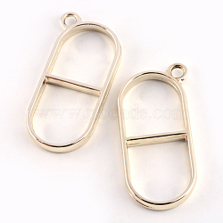 Rack Plating Alloy Open Back Bezel Pendants, For DIY UV Resin, Epoxy Resin, Pressed Flower Jewelry, Hollow, Cadmium Free & Nickel Free & Lead Free, Golden, 38.5x18.5x3.5mm, Hole: 3mm(PALLOY-S047-33E-FF)