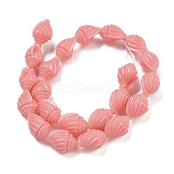 Synthetic Coral Carved Beads Strands, Dyed, Spiral Shell Shape, Light Coral, 17.5x12.5x11mm, Hole: 1.4mm, about 22pcs/strand, 14.57''(37cm)(CORA-I023-07G)