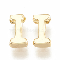 Brass Charms, Nickel Free, Real 18K Gold Plated, Letter.I, 7~8.5x4~7.5x2mm, Hole: 1mm(X-KK-S341-50I)