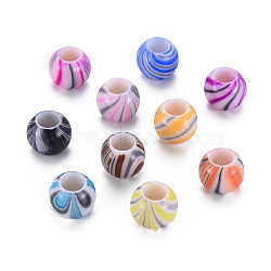 Opaque Acrylic European Beads, Large Hole Beads, Rondelle, Mixed Color, 10x8mm, Hole: 5mm, about 1230pcs/500g(MACR-S308-07A)