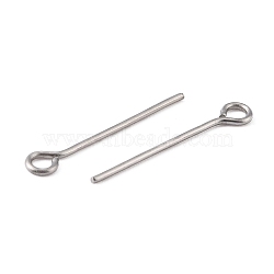 304 Stainless Steel Eye Pin, Stainless Steel Color, 20 Gauge(0.8mm), 28x0.8mm, Hole: 2mm(STAS-I318-D09-P)