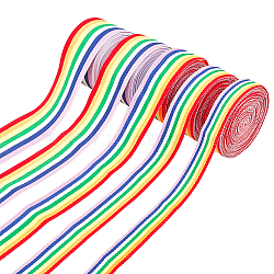 Fingerinspire Stripe Double Face Rainbow Ribbon, Polyester Grosgrain Ribbon, for Crafts, DIY Sewing Accessories, Gift Boxes Wrapping, with Cardboard Display Cards, Colorful, 5/8~1-1/2 inch(15~40mm), about 25m/set(OCOR-FG0001-06)