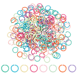 Elite 240Pcs 8 Colors Zinc Alloy Open Jump Rings, Round Ring, Mixed Color, 18 Gauge, 10x1mm, Inner Diameter: 8mm, 30pcs/color(FIND-PH0009-22)