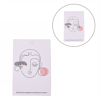 Cardboard Jewelry Display Cards, for Hanging Earring Display, Rectangle, Women Pattern, Pink, 9x6x0.05cm, Hole: 2~5mm