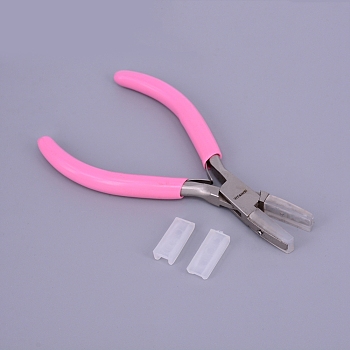 45# Carbon Steel Jewelry Pliers, Nylon Jaw Pliers, Flat Nose Pliers, Nylon Jaw Pliers, Ferronickel, Stainless Steel Color, 137x47~73x11mm