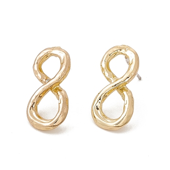 Brass Number Stud Earrings with 925 Sterling Silver Pins for Women, Num.8, 22x10mm, Pin: 0.7mm