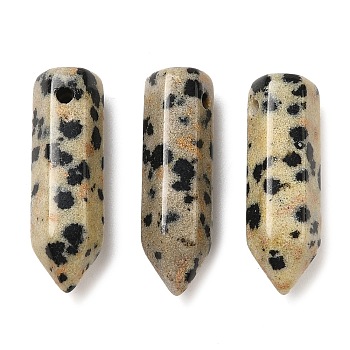 Natural Dalmatian Jasper Pointed Pendants, Faceted Bullet Shaped Charms, 20~20.5x6.5~7x6~6.5mm, Hole: 1.6mm