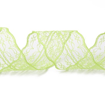 Polyester Lace Trim, Lace Ribbon For Sewing Decoration, Yellow Green, 45mm, about 1- 3/4 inch(45mm) wide, about 10.93 yards (10m)/roll